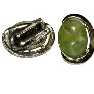 Designer by Coro, earrings, clip on simulated Jade lucite Clip On Earrings